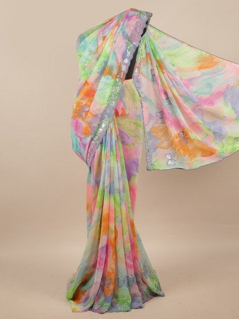 

Pothys Blue & Orange Tie and Dye Saree