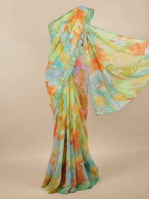 

Pothys Orange & Turquoise Blue Tie and Dye Saree