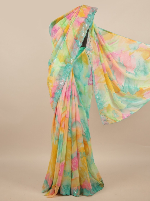 

Pothys Green & Yellow Tie and Dye Saree
