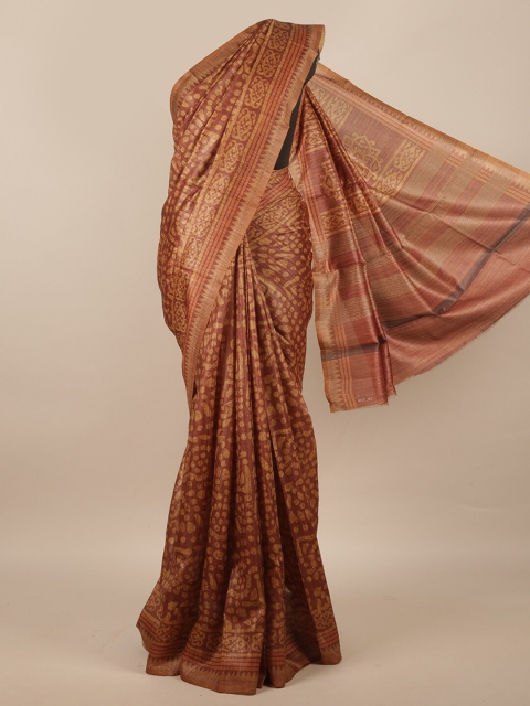 

Pothys Brown & Beige Ethnic Motifs Jute Silk Saree