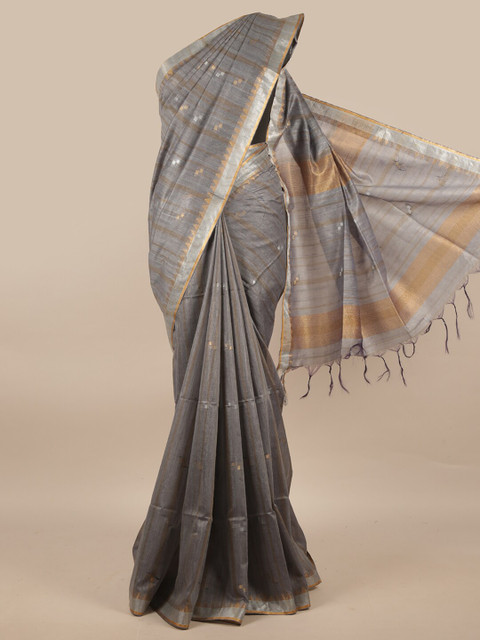 

Pothys Grey Zari Linen Blend Saree