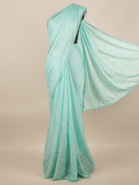 

Pothys Women Blue Printed Poly Chiffon Saree