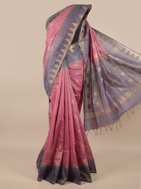 

Pothys Pink Woven Design Zari Jute Silk Saree