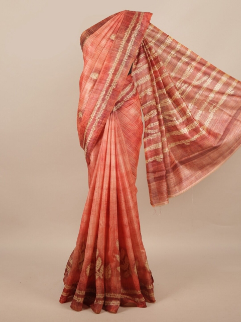 

Pothys Peach-Coloured & Beige Jute Silk Saree
