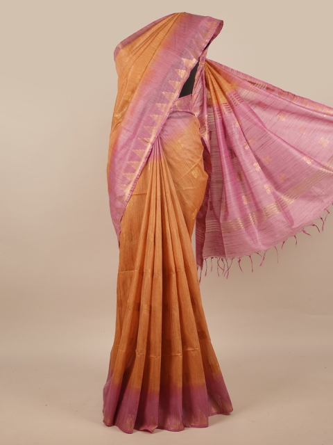 

Pothys Orange & Pink Ethnic Motifs Zari Jute Silk Saree