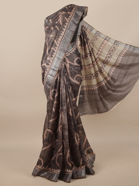 

Pothys Grey & Peach-Coloured Ethnic Motifs Zari Jute Silk Saree
