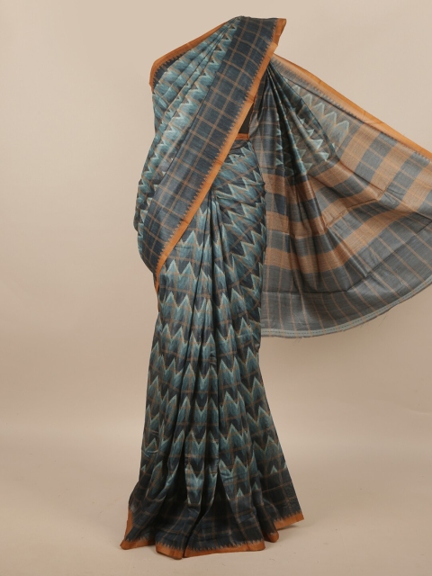 

Pothys Blue & Orange Jute Silk Saree