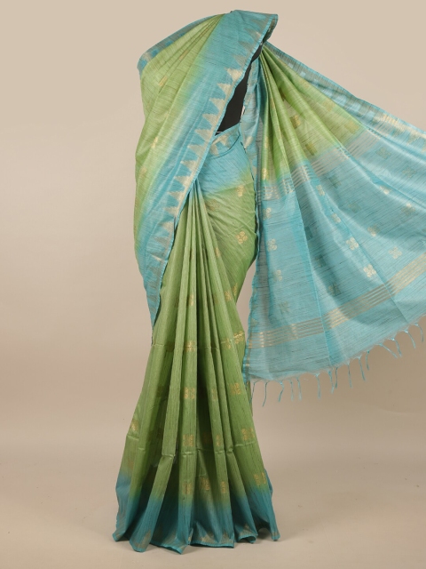 

Pothys Green & Blue Woven Design Jute Silk Saree