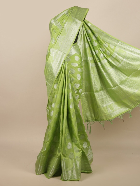 

Pothys Green & Silver Ethnic Motifs Zari Jute Silk Saree