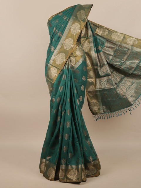 

Pothys Green & Olive Green Woven Design Zari Jute Silk Saree