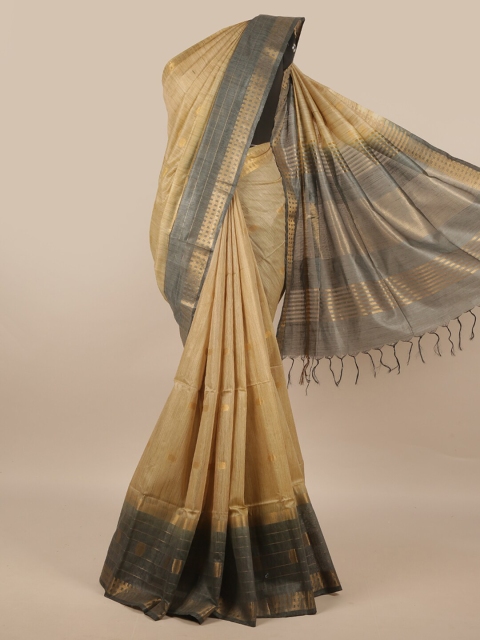 

Pothys Beige & Grey Zari Jute Silk Saree