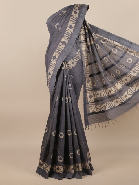

Pothys Grey & Beige Ethnic Motifs Jute Silk Saree