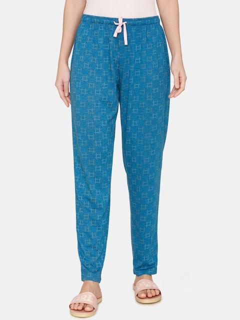 

Rosaline by Zivame Women Blue Printed Lounge Pants