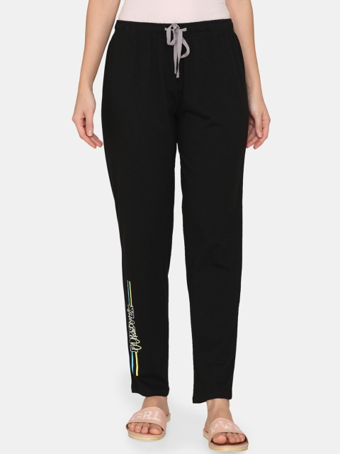 

Rosaline by Zivame Women Black & Yellow Solid Lounge Pants