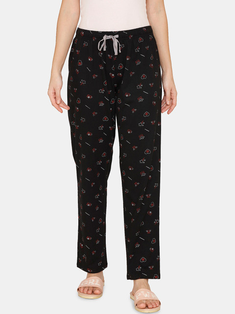 

Rosaline by Zivame Women Black & Red Printed Lounge Pants