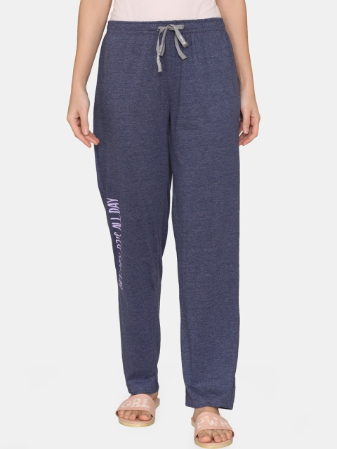 

Rosaline by Zivame Navy Blue Ocean Cavern U&I Cotton Lounge Pants