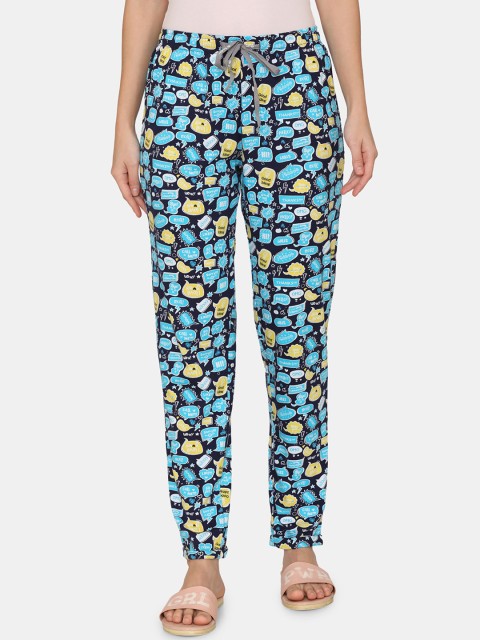 

Rosaline by Zivame Women Blue & Yellow Printed Lounge Pants