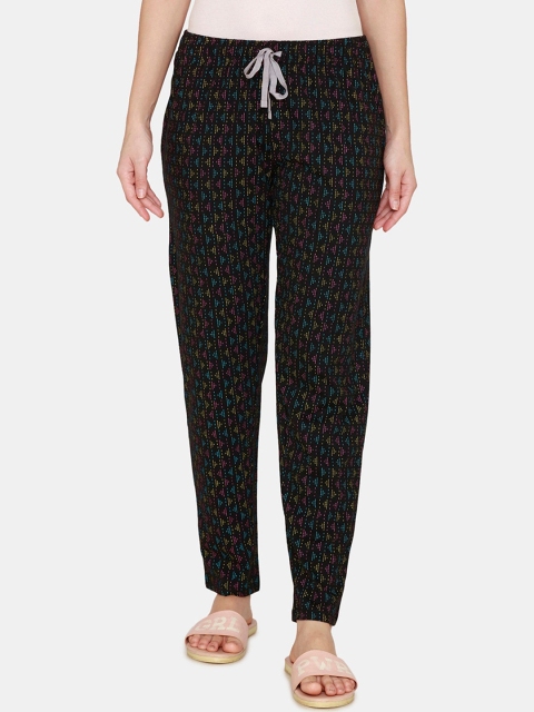 

Rosaline by Zivame Women Black Printed Lounge Pants
