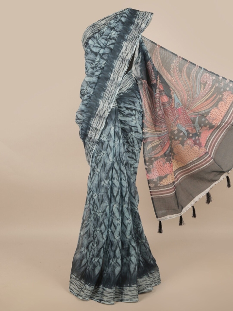 

Pothys Blue & Black Linen Blend Saree