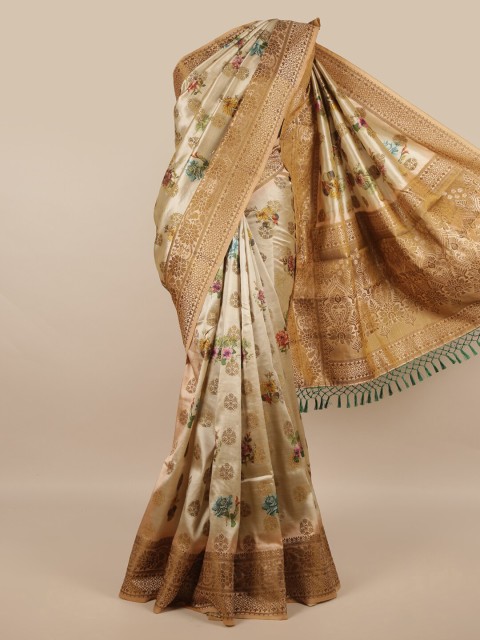 

Pothys Beige Floral Zari Jute Silk Saree