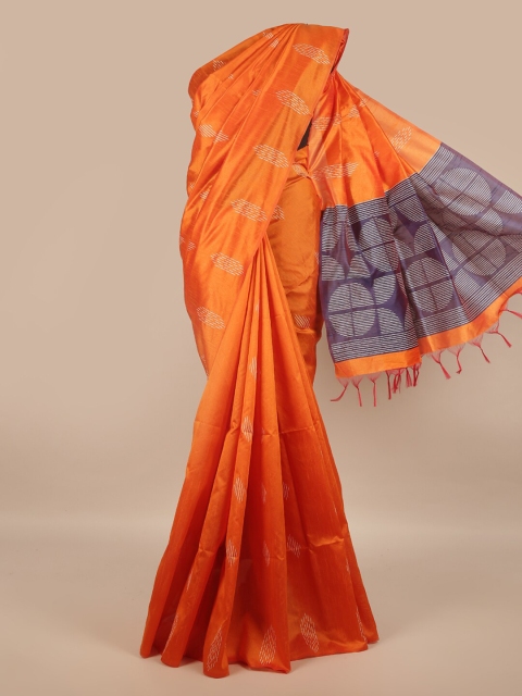 

Pothys Orange & Purple Jute Silk Saree