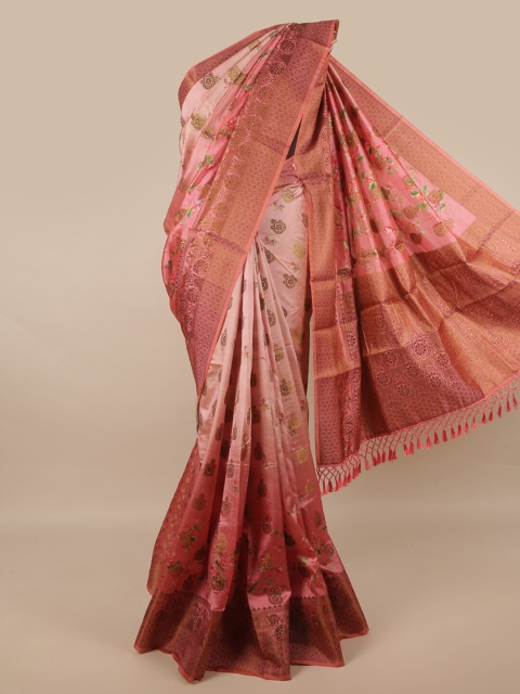 

Pothys Pink & Green Ethnic Motifs Zari Jute Silk Saree