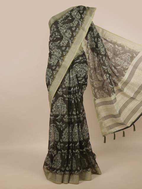 

Pothys Green & White Floral Zari Saree