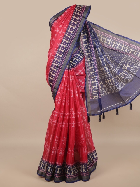 

Pothys Red & White Warli Jute Silk Saree