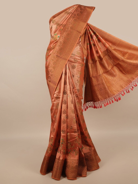 

Pothys Rust Ethnic Motifs Jute Silk Saree