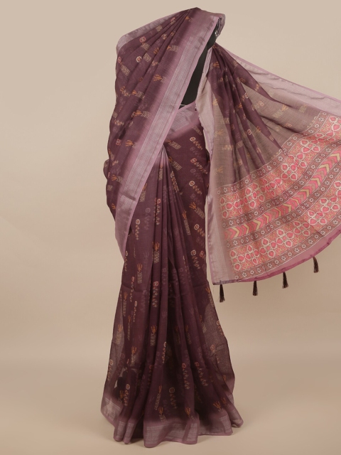 

Pothys Purple & Pink Printed Zari Saree