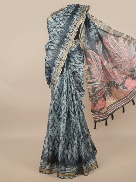 

Pothys Blue & White Zari Jute Silk Saree
