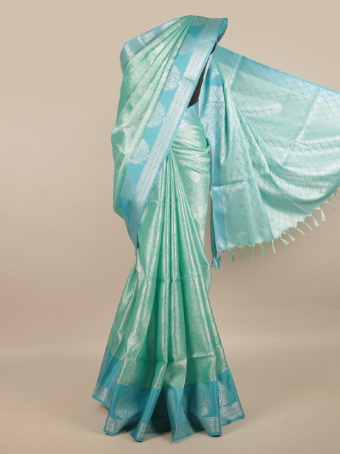 

Pothys Blue & Silver-Toned Woven Design Jute Silk Saree