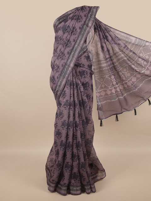 

Pothys Purple & Black Floral Printed Saree