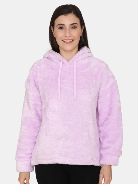 

Zivame Women Purple Hooded Sweatshirt