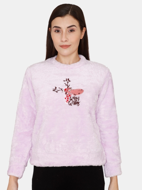 

Zivame Women Pink Printed Sweatshirt