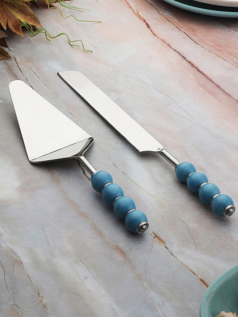 

VarEesha Blue Beads Stainless Steel Cake Server With Knife