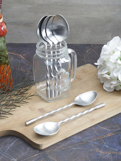 

VarEesha Set Of 6 Silver-Toned Matt Stainless Steel Table Spoons