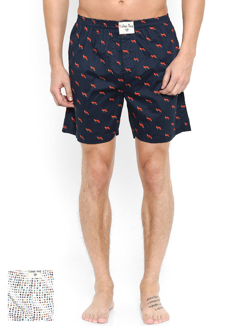 

Urban Dog Pack of 2 Printed Boxers UDBX11, White