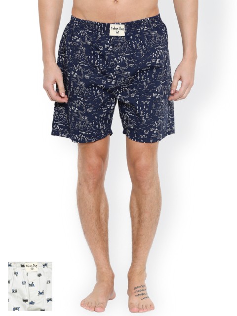 

Urban Dog Pack of 2 Printed Boxers UDBX18, Navy blue