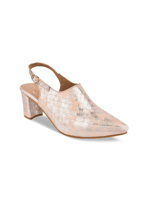

Stelatoes Champagne Printed PU Block Pumps