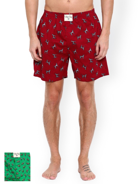

Urban Dog Pack of 2 Printed Boxers UDBX37, Red