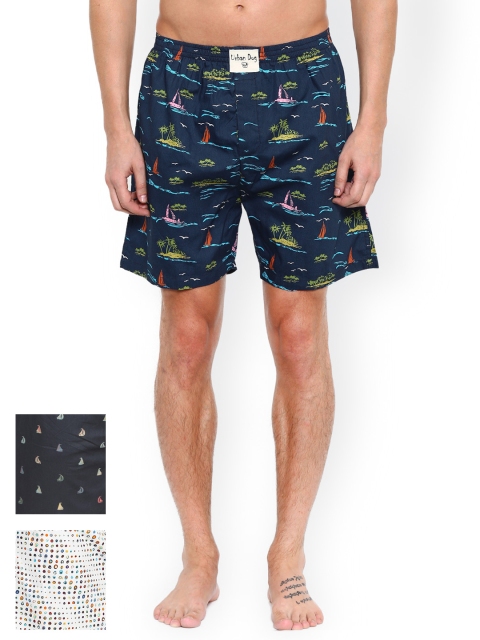 

Urban Dog Pack of 3 Printed Boxers UDBX11, Blue