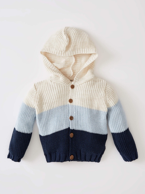 

DeFacto Boys Off-White & Blue Colourblocked Cardigan