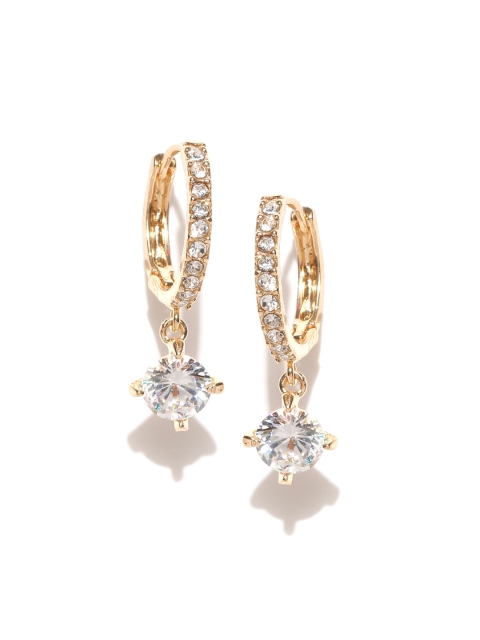 

Shining Diva Gold-Toned Stone-Studded Hoop Earrings