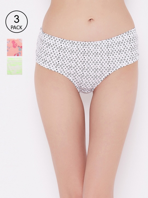 

Clovia Pack of 3 Printed Hipster Briefs COMPN1278S, Pink