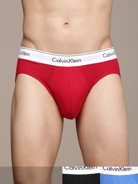 

Calvin Klein Underwear Men Pack of 3 Solid Briefs NB23791PW, Red