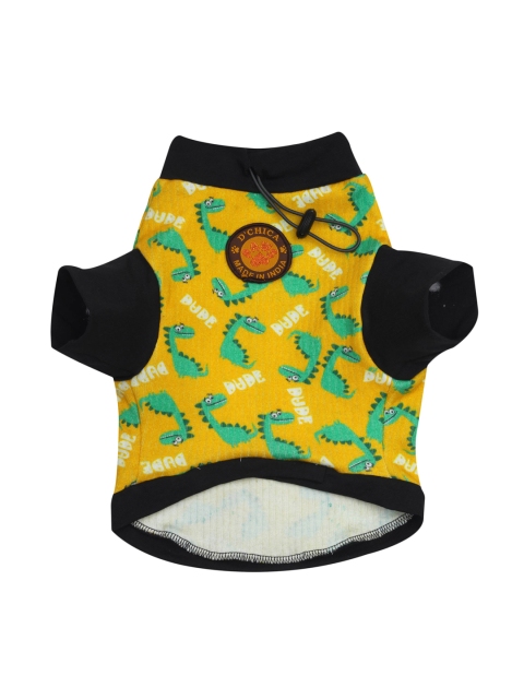 

Unisex Yellow & Green Self Design Cotton Dog Sweatshirt