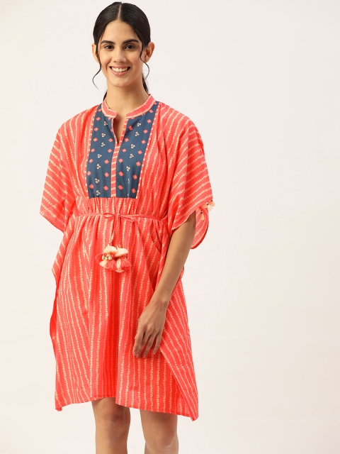 

DREAMSS BY SHILPA SHETTY Red Striped Kaftan Nightdress