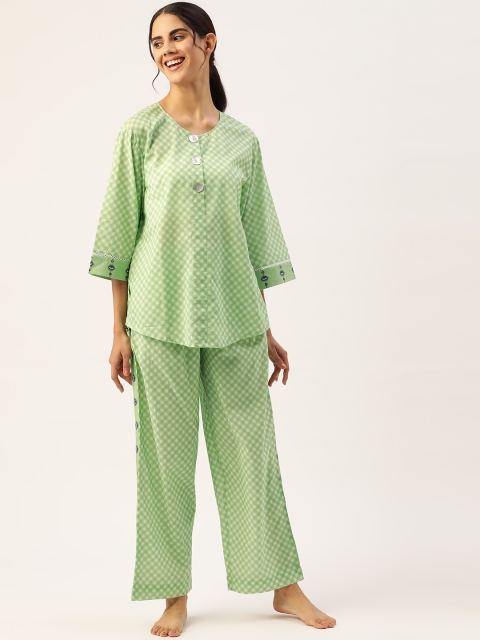 

DREAMSS BY SHILPA SHETTY Women Green & White Printed Night suit
