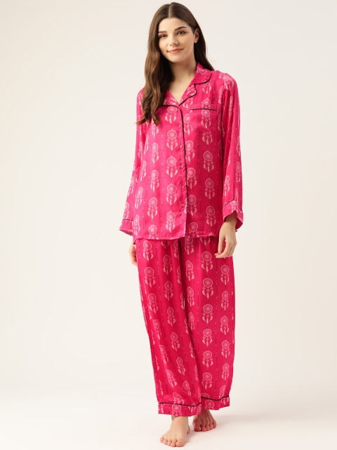 

DREAMSS BY SHILPA SHETTY Women Pink Dream Catcher Printed Night suit